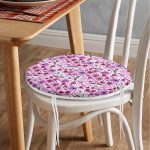 - RealHomes Yuvarlak Fermuarlı Minder - Realhomes  Leylek Ve Çiçek Desenli Dijital Baskılı Özel Tasarım Modern Yuvarlak Fermuarlı Sandalye Minderi Realhomes