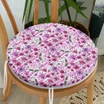 - RealHomes Yuvarlak Fermuarlı Minder - Realhomes  Leylek Ve Çiçek Desenli Dijital Baskılı Özel Tasarım Modern Yuvarlak Fermuarlı Sandalye Minderi Realhomes