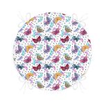 Kelebek Ve Tüy Motifli Dijital Baskılı Özel Tasarım Modern Yuvarlak Fermuarlı Sandalye Minderi Realhomes