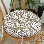 - RealHomes Yuvarlak Fermuarlı Minder - Realhomes  Leopar Ve Zincir Desenli Özel Tasarım Dijital Baskılı Modern Yuvarlak Fermuarlı Sandalye Minderi Realhomes