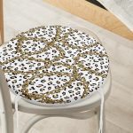 - RealHomes Yuvarlak Fermuarlı Minder - Realhomes  Leopar Ve Zincir Desenli Özel Tasarım Dijital Baskılı Modern Yuvarlak Fermuarlı Sandalye Minderi Realhomes
