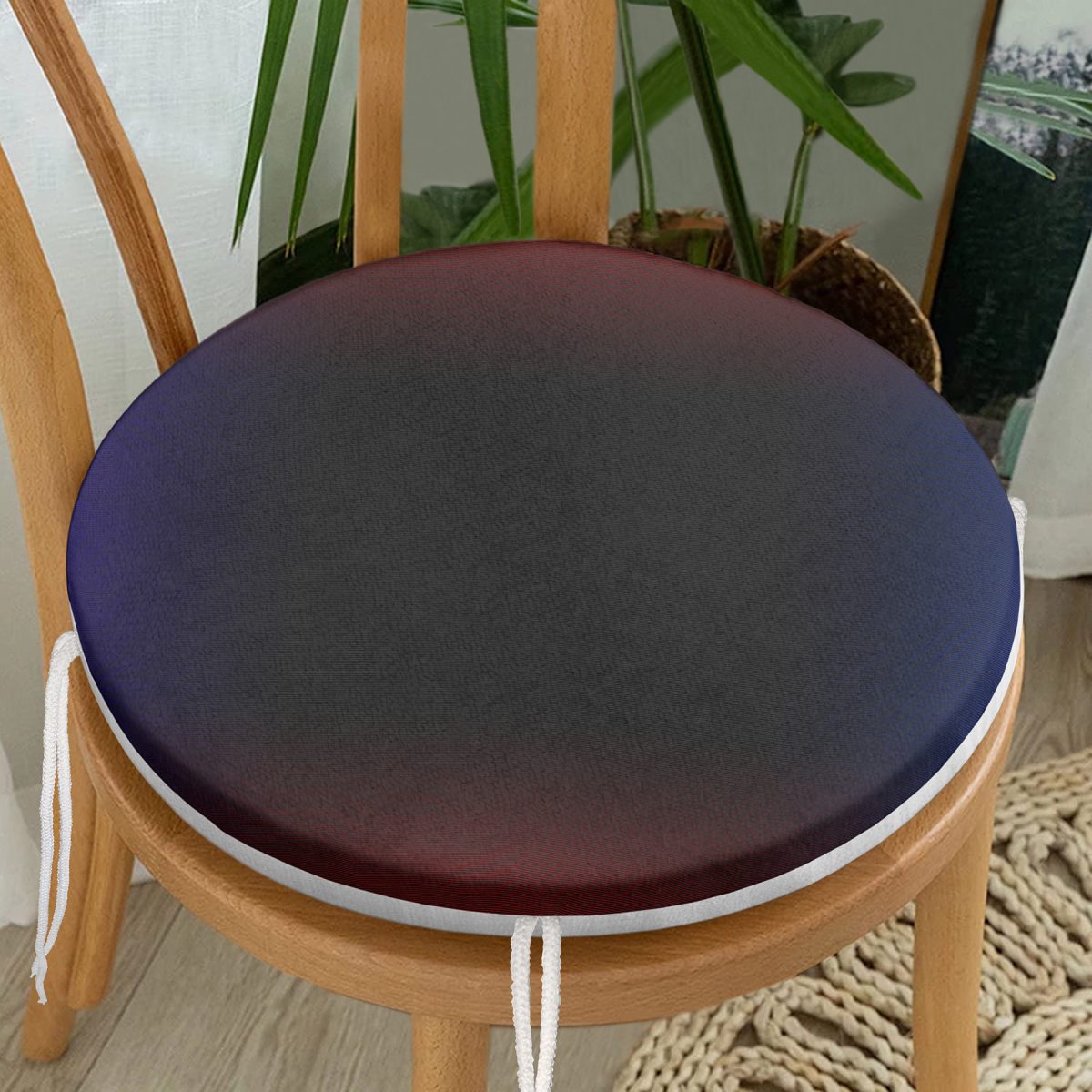 Kırmızı Lacivert Soyut Tarzda Özel Tasarım Dijital Baskılı Modern Yuvarlak Fermuarlı Sandalye Minderi Realhomes