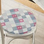 Patchwork Desenli Özel Tasarım Dijital Baskılı Modern Yuvarlak Fermuarlı Sandalye Minderi Realhomes