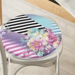 - RealHomes Yuvarlak Fermuarlı Minder - Realhomes  Çiçek Desenli Özel Tasarım Dijital Baskılı Modern Yuvarlak Fermuarlı Sandalye Minderi Realhomes