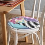 - RealHomes Yuvarlak Fermuarlı Minder - Realhomes  Çiçek Desenli Özel Tasarım Dijital Baskılı Modern Yuvarlak Fermuarlı Sandalye Minderi Realhomes