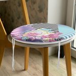 - RealHomes Yuvarlak Fermuarlı Minder - Realhomes  Çiçek Desenli Özel Tasarım Dijital Baskılı Modern Yuvarlak Fermuarlı Sandalye Minderi Realhomes