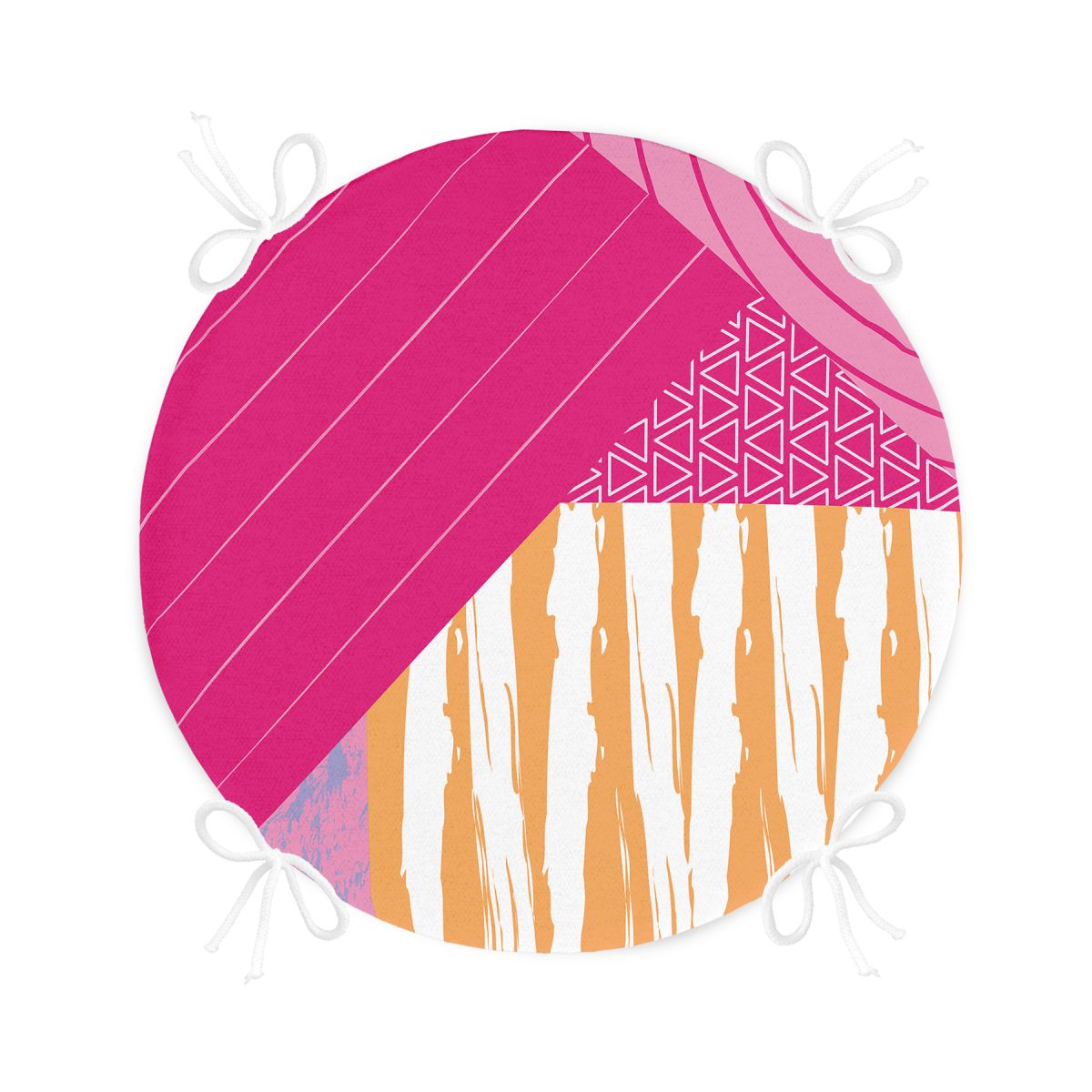 Abstract Geometrik Motifli Özel Tasarım Dijital Baskılı Modern Yuvarlak Fermuarlı Sandalye Minderi Realhomes