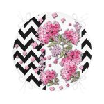 - RealHomes Yuvarlak Fermuarlı Minder - Realhomes Siyah Zikzak Zeminde İlkbahar Çiçekleri Temalı Yuvarlak Fermuarlı Sandalye Minderi Realhomes