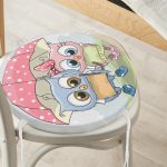 - RealHomes Yuvarlak Fermuarlı Minder - Realhomes  Sevimli Kediler Dijital Baskılı Yuvarlak Fermuarlı Sandalye Minderi Realhomes