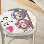 - RealHomes Yuvarlak Fermuarlı Minder - Realhomes  Baykuş Desenli Dijital Baskılı Yuvarlak Fermuarlı Sandalye Minderi Realhomes