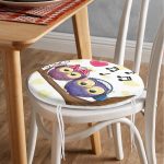 - RealHomes Yuvarlak Fermuarlı Minder - Realhomes  Baykuş Desenli Dijital Baskılı Yuvarlak Fermuarlı Sandalye Minderi Realhomes