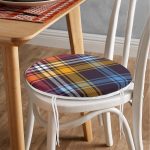 - RealHomes Yuvarlak Fermuarlı Minder - Realhomes  Renkli Ekose Desenli Özel Tasarım Yuvarlak Fermuarlı Sandalye Minderi Realhomes