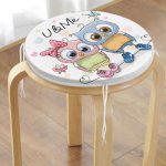 - RealHomes Yuvarlak Fermuarlı Minder - Realhomes Sevimli Kediler Dijital Baskılı Yuvarlak Fermuarlı Sandalye Minderi Realhomes