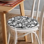 - RealHomes Yuvarlak Fermuarlı Minder - Realhomes  Kuru Kafa ve Kelebek Tasarımlı Yuvarlak Fermuarlı Sandalye Minderi Realhomes