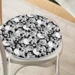 - RealHomes Yuvarlak Fermuarlı Minder - Realhomes  Kuru Kafa ve Kelebek Tasarımlı Yuvarlak Fermuarlı Sandalye Minderi Realhomes