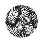 - RealHomes Yuvarlak Fermuarlı Minder - Realhomes  Siyah Zeminde Beyaz Yaprak Tasarımlı Dijital Baskılı Yuvarlak Fermuarlı Sandalye Minderi Realhomes