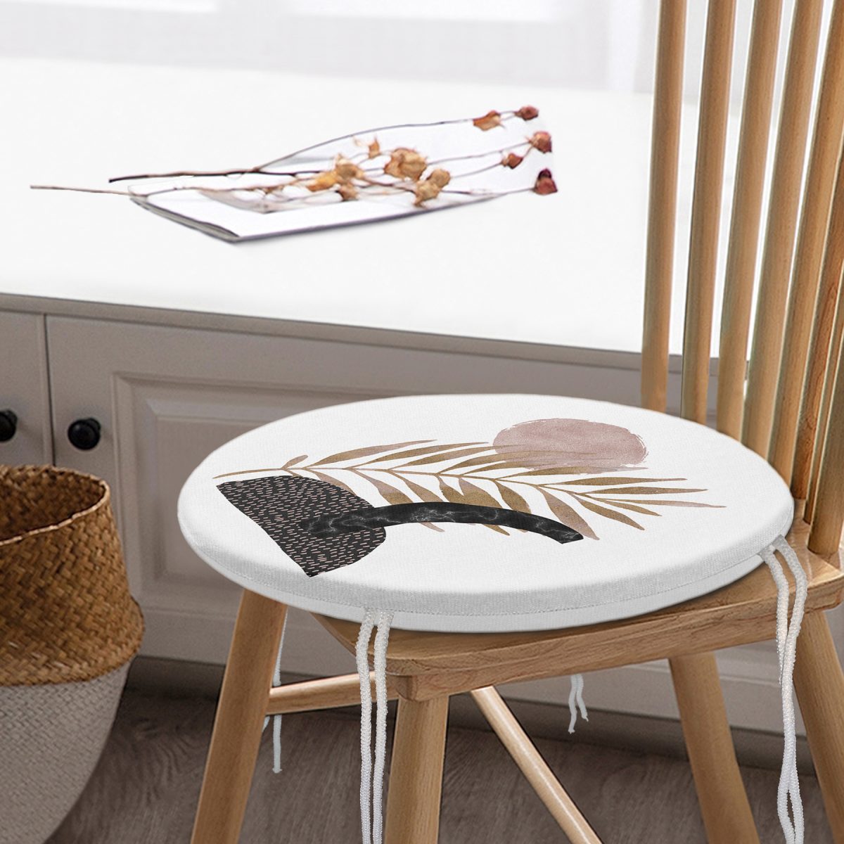 Realhomes Bohemian Özel Tasarım Yuvarlak Fermuarlı Sandalye Minderi Realhomes