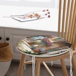 - RealHomes Yuvarlak Fermuarlı Minder - Realhomes  Yağlı Boya Manzara Desenli Özel Tasarımlı Dijital Baskılı Yuvarlak Fermuarlı Sandalye Minderi Realhomes