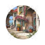 - RealHomes Yuvarlak Fermuarlı Minder - Realhomes  Yağlı Boya Manzara Desenli Özel Tasarımlı Dijital Baskılı Yuvarlak Fermuarlı Sandalye Minderi Realhomes