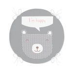 - RealHomes Yuvarlak Fermuarlı Minder - Realhomes Gri Zeminde Mutlu Ayıcık Desenli Bebek Odası Yuvarlak Fermuarlı Sandalye Minderi Realhomes