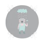 - RealHomes Yuvarlak Fermuarlı Minder - Realhomes  Gri Zeminde Şemsiyeli Ayıcık Motifli Özel Tasarımlı Dijital Baskılı Modern Yuvarlak Fermuarlı Sandalye Minderi Realhomes