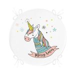 - RealHomes Yuvarlak Fermuarlı Minder - Realhomes  Realhomes Beyaz Zeminde Unicorn Motifli Modern Yuvarlak Fermuarlı Sandalye Minderi Realhomes