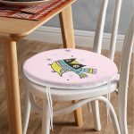 - RealHomes Yuvarlak Fermuarlı Minder - Realhomes Realhomes Pembe Zeminde Atkılı Baykuş Desenli Modern Yuvarlak Fermuarlı Sandalye Minderi Realhomes