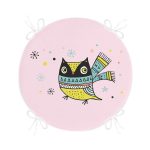 - RealHomes Yuvarlak Fermuarlı Minder - Realhomes Realhomes Pembe Zeminde Atkılı Baykuş Desenli Modern Yuvarlak Fermuarlı Sandalye Minderi Realhomes