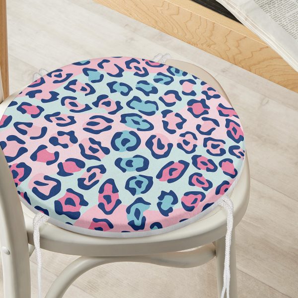 - RealHomes Yuvarlak Fermuarlı Minder - Realhomes  Beyaz Zeminde Mavi Puan Gold Yıldızlı Dijital Baskılı Modern Yuvarlak Fermuarlı Sandalye Minderi Realhomes