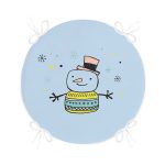 - RealHomes Yuvarlak Fermuarlı Minder - Realhomes  Mavi Zeminde Şapkalı Kardan Adam Motifli Dijital Baskılı Modern Yuvarlak Fermuarlı Sandalye Minderi Realhomes