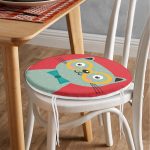 - RealHomes Yuvarlak Fermuarlı Minder - Realhomes Realhomes Renkli Kedi Dijital Baskılı Modern Yuvarlak Fermuarlı Sandalye Minderi Realhomes