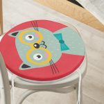 - RealHomes Yuvarlak Fermuarlı Minder - Realhomes Realhomes Renkli Kedi Dijital Baskılı Modern Yuvarlak Fermuarlı Sandalye Minderi Realhomes