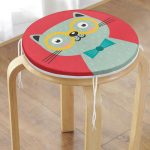 - RealHomes Yuvarlak Fermuarlı Minder - Realhomes Realhomes Renkli Kedi Dijital Baskılı Modern Yuvarlak Fermuarlı Sandalye Minderi Realhomes