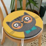- RealHomes Yuvarlak Fermuarlı Minder - Realhomes Realhomes Renkli Kedi Dijital Baskılı Modern Yuvarlak Fermuarlı Sandalye Minderi Realhomes