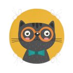 - RealHomes Yuvarlak Fermuarlı Minder - Realhomes Realhomes Renkli Kedi Dijital Baskılı Modern Yuvarlak Fermuarlı Sandalye Minderi Realhomes