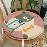 - RealHomes Yuvarlak Fermuarlı Minder - Realhomes Realhomes Renkli Kedi Dijital Baskılı Modern Yuvarlak Fermuarlı Sandalye Minderi Realhomes