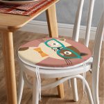 - RealHomes Yuvarlak Fermuarlı Minder - Realhomes Realhomes Renkli Kedi Dijital Baskılı Modern Yuvarlak Fermuarlı Sandalye Minderi Realhomes