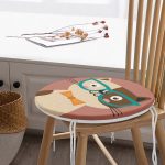 - RealHomes Yuvarlak Fermuarlı Minder - Realhomes Realhomes Renkli Kedi Dijital Baskılı Modern Yuvarlak Fermuarlı Sandalye Minderi Realhomes