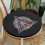 - RealHomes Yuvarlak Fermuarlı Minder - Realhomes  Üçüncü Göz Motifli Özel Tasarım Dijital Baskılı Yuvarlak Fermuarlı Sandalye Minderi Realhomes