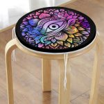 - RealHomes Yuvarlak Fermuarlı Minder - Realhomes  Realhomes Siyah Zeminde Renkli Üçüncü Göz Motifli Yuvarlak Fermuarlı Sandalye Minderi Realhomes