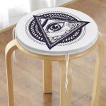 - RealHomes Yuvarlak Fermuarlı Minder - Realhomes  Beyaz Zeminde Lacivert Üçüncü Göz Dijital Baskılı Yuvarlak Fermuarlı Sandalye Minderi Realhomes
