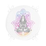 Fatma Ana Eli İçerisinde Yoga Yapan Kadın Desenli Yuvarlak Fermuarlı Sandalye Minderi Realhomes