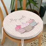 Cup Cake Dijital Baskılı Modern Yuvarlak Fermuarlı Sandalye Minderi Realhomes