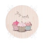 Cup Cake Dijital Baskılı Modern Yuvarlak Fermuarlı Sandalye Minderi Realhomes