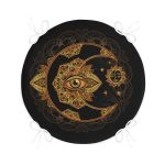 - RealHomes Yuvarlak Fermuarlı Minder - Realhomes Siyah Zeminde Gold Hilal İçerisinde Üçüncü Göz Motifli Yuvarlak Fermuarlı Sandalye Minderi Realhomes