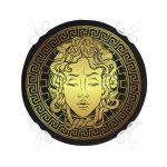 - RealHomes Yuvarlak Fermuarlı Minder - Realhomes  Realhomes Özel Tasarım Siyah Zeminde Gold Medusa Yuvarlak Fermuarlı Sandalye Minderi Realhomes