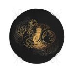 Uzak Doğu Gold Yoga Motifli Özel Tasarım Dijital Baskılı Yuvarlak Fermuarlı Sandalye Minderi Realhomes