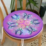 - RealHomes Yuvarlak Fermuarlı Minder - Realhomes  Gökkuşağı Motifli Renkli Çiçekli Özel Tasarım Yuvarlak Fermuarlı Sandalye Minderi Realhomes