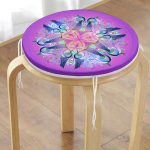 - RealHomes Yuvarlak Fermuarlı Minder - Realhomes  Gökkuşağı Motifli Renkli Çiçekli Özel Tasarım Yuvarlak Fermuarlı Sandalye Minderi Realhomes