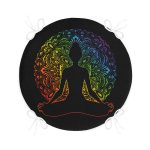 - RealHomes Yuvarlak Fermuarlı Minder - Realhomes  Siyah Zeminde Gökkuşağı Motifli Uzak Doğu Yoga Desenli Yuvarlak Fermuarlı Sandalye Minderi Realhomes